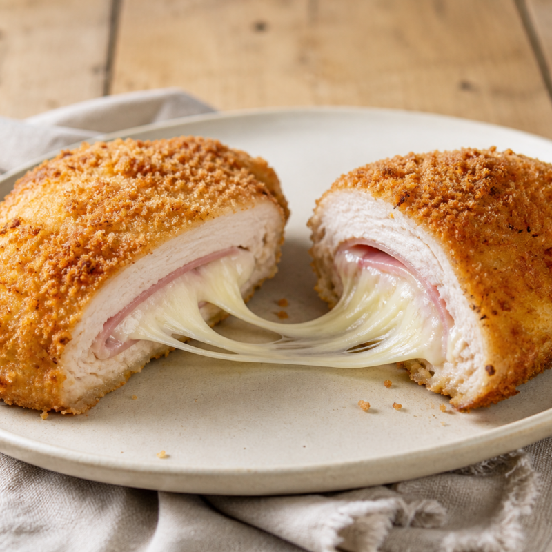 Cordon bleu di pollo filante appena cotto (foto illustrativa)