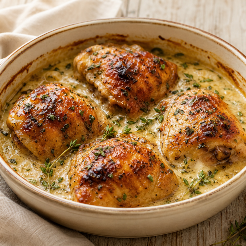 Cosce di pollo gratinate in salsa (foto illustrativa)