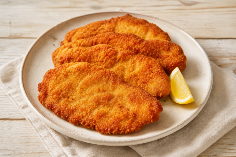 Fettine di pollo impanate con limone (foto illustrativa)