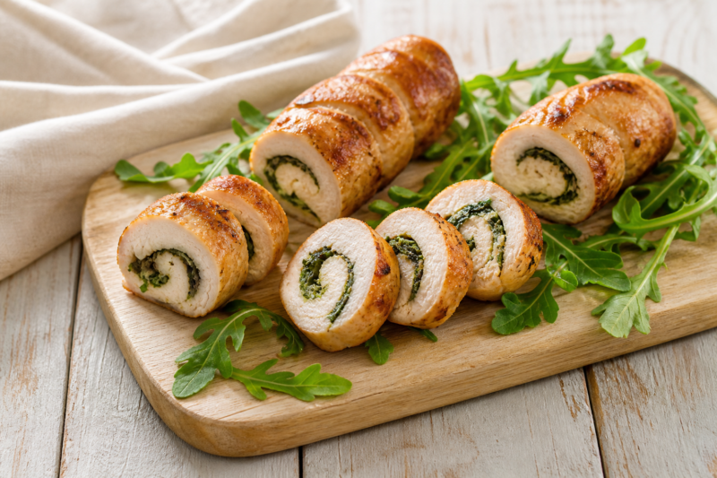 Girelle di pollo con rucola Girelle di pollo con rucola (foto illustrativa)
