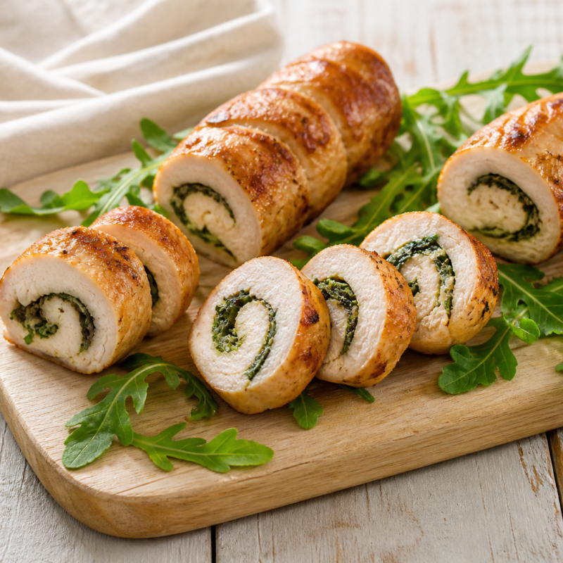 Girelle di pollo con rucola Girelle di pollo con rucola (foto illustrativa)